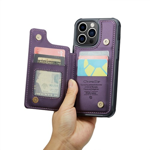 Custodia portafoglio in pelle con slot per schede magnetiche per iPhone 13 14 15 16Pro Max Back - Foto 63 di 84
