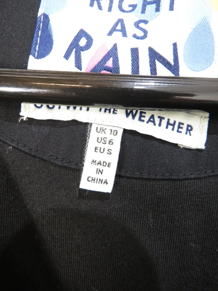 BNWT Joules Ladies Black & White Floral Right As Rain Waterproof Coat - Size 10 - Image 4 of 4