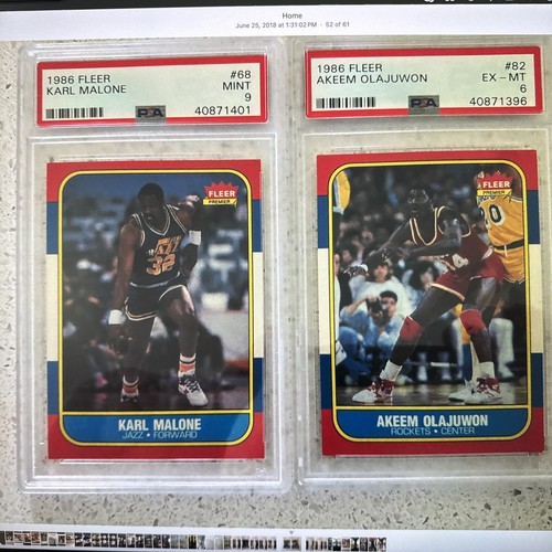 1986 FLEER BASKETBALL GRADED PSA SET W/STICKERS JORDAN RC PSA 9 (143) - Picture 5 of 8