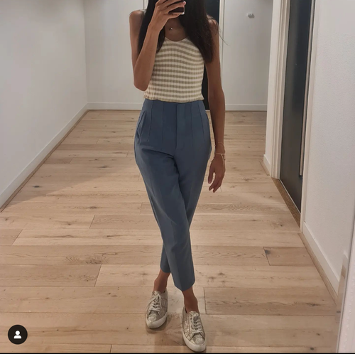ZARA WOMAN NEW HIGH-WAIST TROUSERS ALL SIZES REF. BLUE / GREY | 7901/532 |  eBay