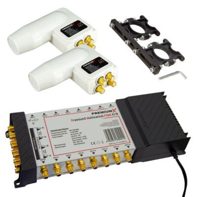 PremiumX 9-16 Multischalter SAT Switch Multiswitch 2 Quattro LNB Multifeedhalter