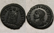Costanzo camp-gate torrette stella rara autentica moneta romana antica Eraclea 327A
