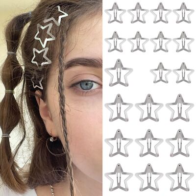 Star Hair Clips 2000s Y2K Snap Hair Barrettes Non Slip Star Hair