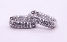 Diamonique Oval Shape .75" Inside-Out Pave Hoop Earrings *Sold Out MSRP $64*