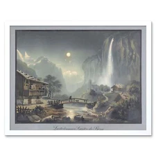 Painting Town Switzerland Lauterbrunnen Canton Berne 12X16 Inch Framed Art Print