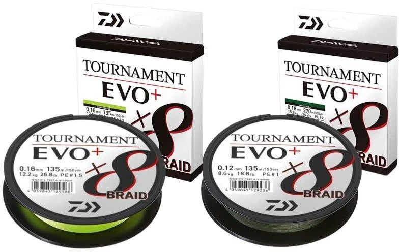 Daiwa TOURNAMENT X8 BRAID EVO+ geflochtene Hochleistungsangelschnur VE=50m