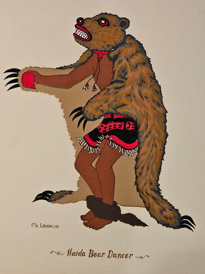Nancy McLaughlin Screenprint Native American Haida Bear Dancer 13x10 BEAUTIFUL!