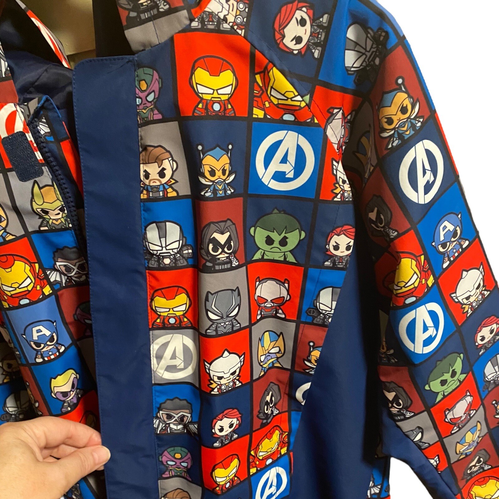 RARE Disney Store Marvel Avengers Packable Raincoat 9/10 Jacket Coat Backpack image 10