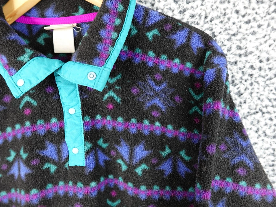 Jaqueta de Feijão Vintage LL Juventude X-Grande Preta Azul Asteca Floco de Neve Lã - Imagem 3 de 4