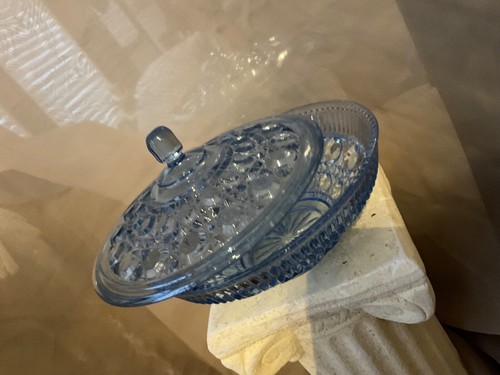 WINDSOR BLUE BY FEDERAL GLASS, CANDY DISH & LID, 1970'S - Picture 9 of 14