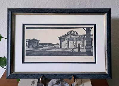 JOHN DEPOL  'HUDSON RIVER PIER' Signed Wood Engraving  Framed New York Listed 