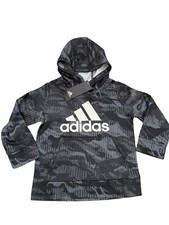 NWT Adidas Small Boy's Big Logo Lightweight Fleece Hoodie Black Camo Size 4