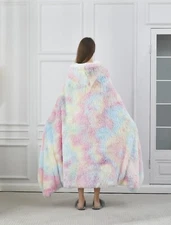Regal Comfort - Pastel Rainbow - Faux Fur Sherpa Wearable Blanket - 50"x70"