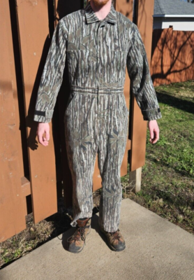 9090 CAMOUFLAGE DENIM★ Vintage WALLS Realtree Camouflage Zip Up Denim Jean Coveralls