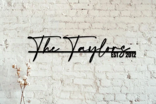 Letrero de metal personalizado apellido personalizado letrero apellido letrero arte de pared de metal Foto 3 de 4