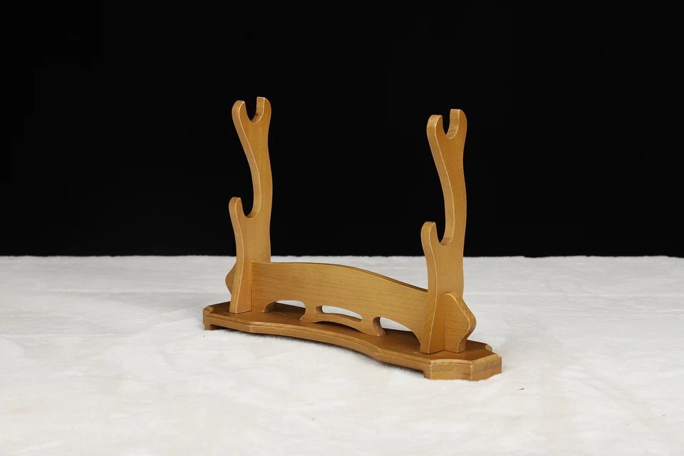 2-Tier Sword Stand for Display Japanese Samurai Katana Sword Holder Yellow Wood  - Image 2 of 4