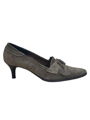 Nous Deux Women s Green Suede Tassel Loafer Style Kitten Heels Size 37EU