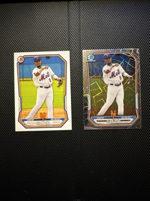 Elian Pena 2026 Bowman Prospects/Chrome Lazer Refractor #BCP-91 Mets 2-Card Lot