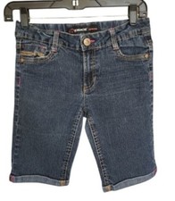Jordache Girls Bermuda Shorts 14 Blue Denim Mid-Rise Rolled Hem School