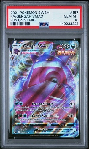 2021 POKEMON SWORD & SHIELD FUSION STRIKE #157 FULL ART/GENGAR VMAX PSA 10