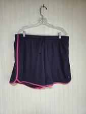 Danskin Now Shorts Womens XL 16-18 Black Pink Trim Athletic Mesh Lightweight