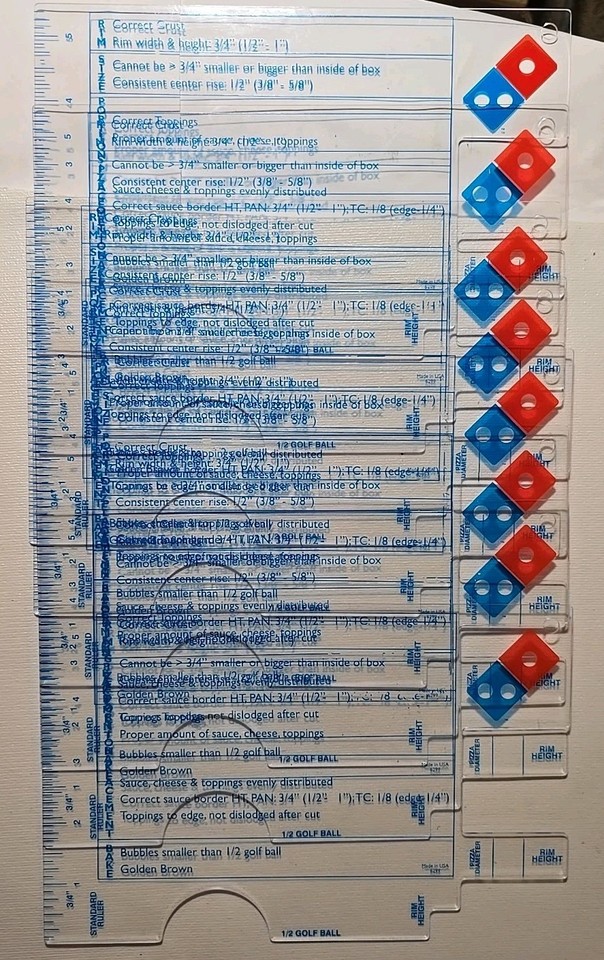 Domino's Pizza Rulers Lot of 8X Topping Cheese Crust Measurement | eBay