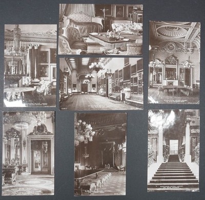 Buckingham Palace London Interieur Prunkräume Set X7 Echtfoto Postkarten um 1912