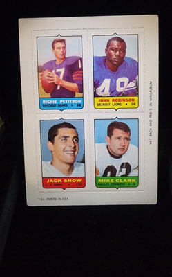 #ad 1969 Topps 4 in 1 Richie Petitbon Johnnie Robinson Jack Snow Mike Clark EX $4.99