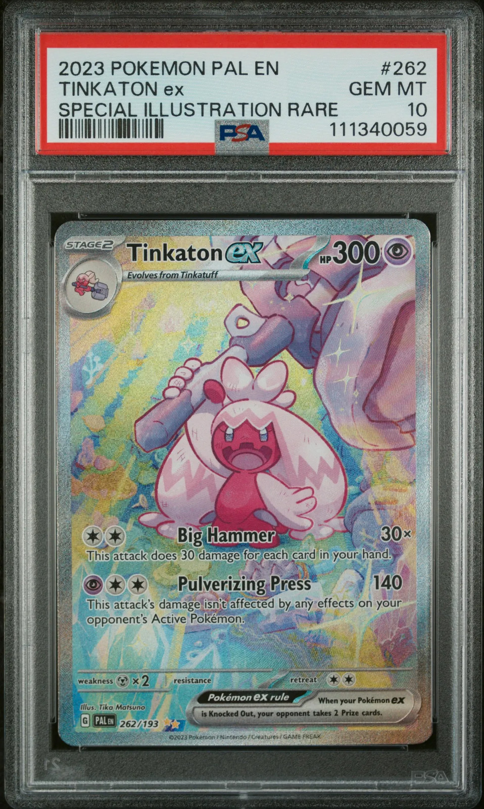 2023 Pokemon Pal EN-Paldea Evolved Tinkaton EX SIR PSA 10 #262