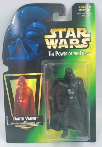 1997 Star Wars POTF DARTH VADER Short Saber Holo Green Card Collect 1 Kenner NEW