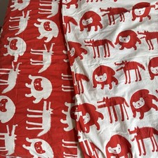 Copripiumino matrimoniale Ikea Barnslig Ulven rosso bianco bambini animali lupo cane reversibile