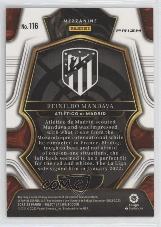 2022 Select La Liga Mezzanine Purple Mojo Prizm Reinildo Mandava #116 Rookie RC - Image 2 of 2