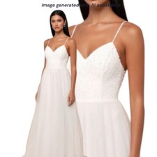 NWT Lulus XL white lace pearl beaded bodice wedding dress    $138 Retail