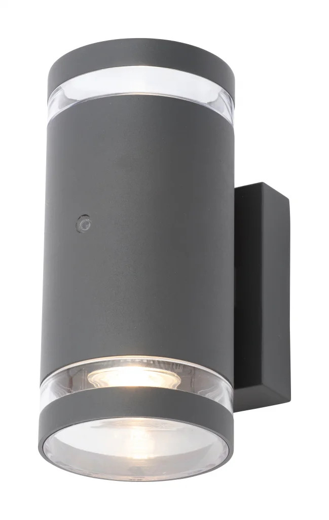 Outdoor Light Grey Lens Double Spot IP44 Anthracite Photocell Zink ZN-34042-ANTH
