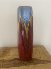 Tall Square Rim Lava Drip Ceramic Vase 13 Inches In Height