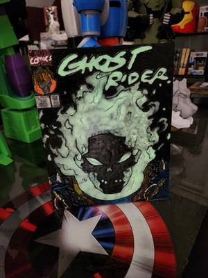 Ghost Rider #15 Glow In The Dark On Glass Fan Art 8x10