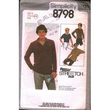 Vintage 1978 Simplicity 8798 Mens Pullover Top Sewing Pattern Size K 36 38 40