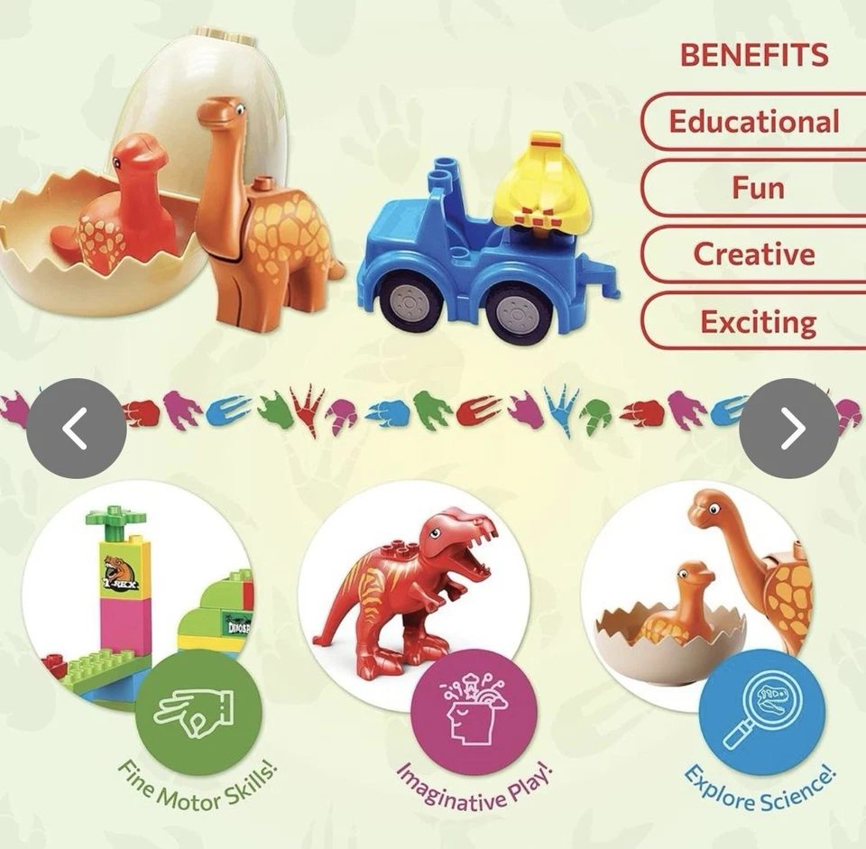 Dinosaur Blocks Toy 72 Piece Jurassic Era Block Set – Compatible with All Major - Image 3 of 4