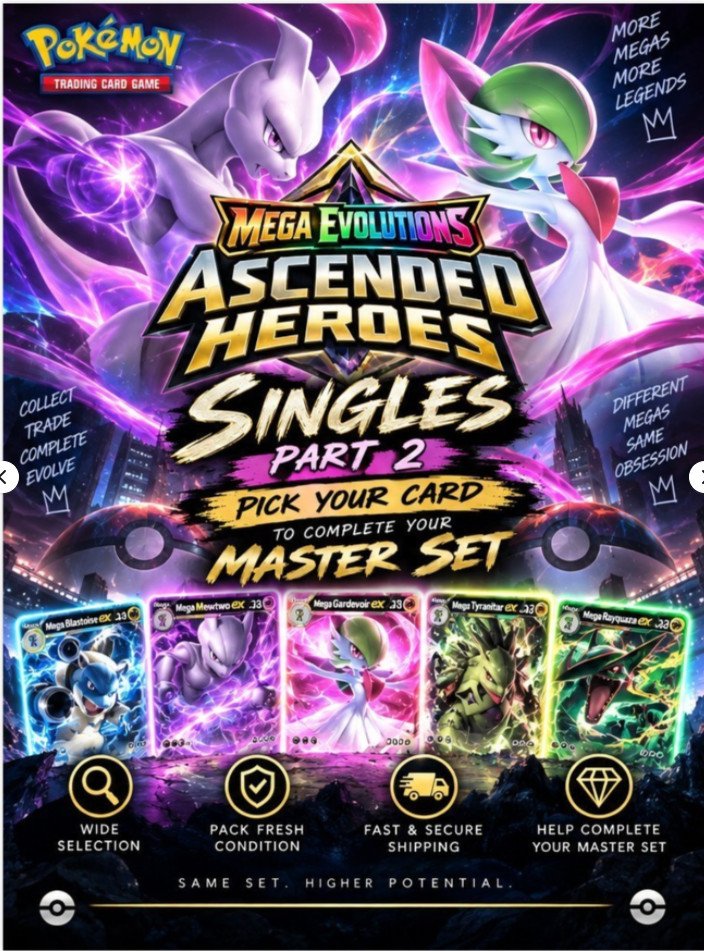 Ascended Heroes Pokemon, HOLO, EX,  PICK YOUR CARD #1-#55 **Part 2**
