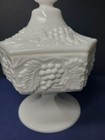 Vintage Imperial Grapes Leaves Milk Glass  Compote Candy Dish Lid — photo 4
