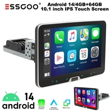 Single 1Din Rotatable 10.1'' Apple Carplay Android 14 Car Stereo Radio GPS Wifi