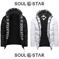 Soul Star Mens Puffer Jacket Hooded Winter Coat Warm Zip Up Outerwear S-XXL