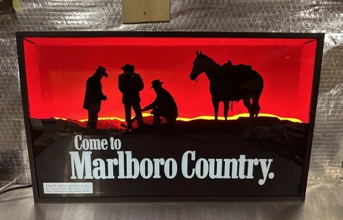 Vintage 90s Come Come To Marlboro Country Everbrite Neon Tobacco Cigarette Sign