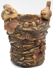 Birds Nest Pottery Textured Heavy Earth Tone 12" H Planter Pot BEAUTIFUL RARE