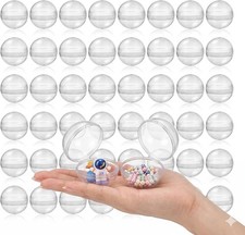 50Pcs Clear Plastic Gumball Capsules Machine, 2 Inch Round Toy Containers for