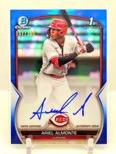 2023 Bowman Chrome 1st Ariel Almonte Blue Refractor Auto 141/150 Reds ROOKIE RC