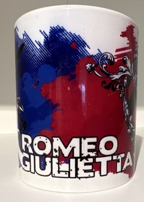 Romeo & Giulietta Ceramic Coffee Mug White Red Blue Novelty Design