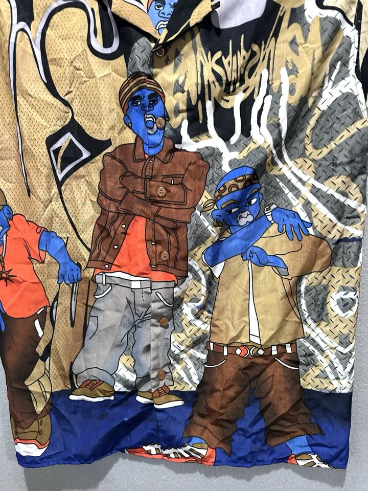 Camisa De Colección Años 90 Botón Para Hombres M AOP Gángster Hip Hop Rap DJ Canopy Marca Y2K Foto 2 de 4