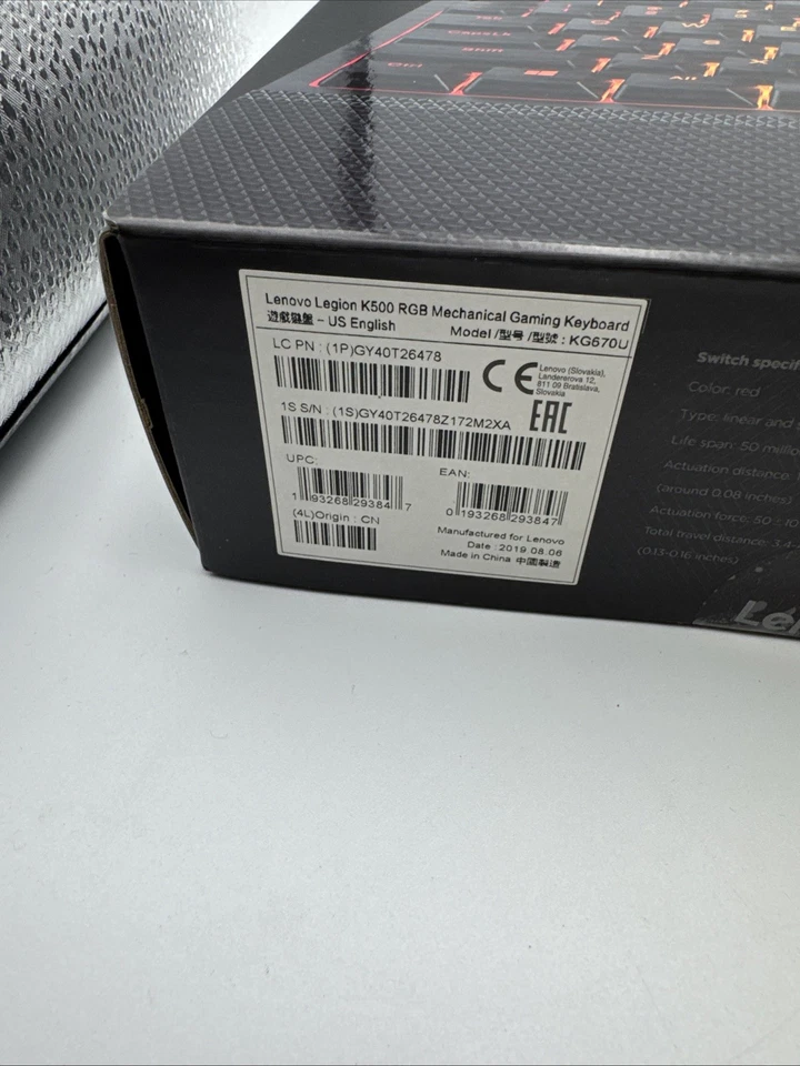 Lenovo Legion K500 RGB Mechanical Gaming Keyboard US English GY40T26478 - Image 4 of 4