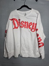 Walt Disneyland Sweatshirt Jersey Pullover Top Minnie Mouse White Red Plus 3X